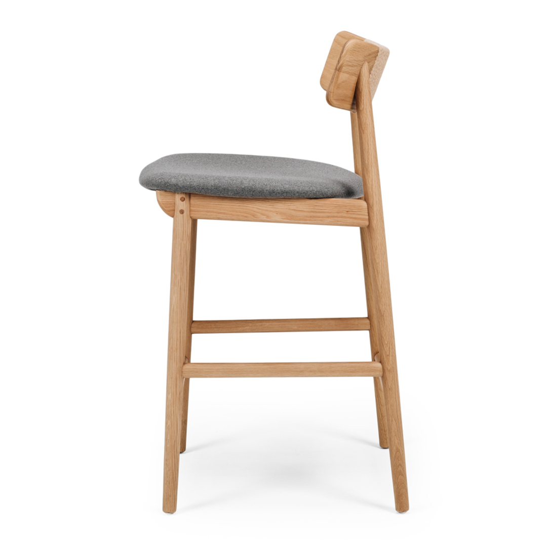 Niles Highback Barstool Natural Oak Fabric Seat image 2